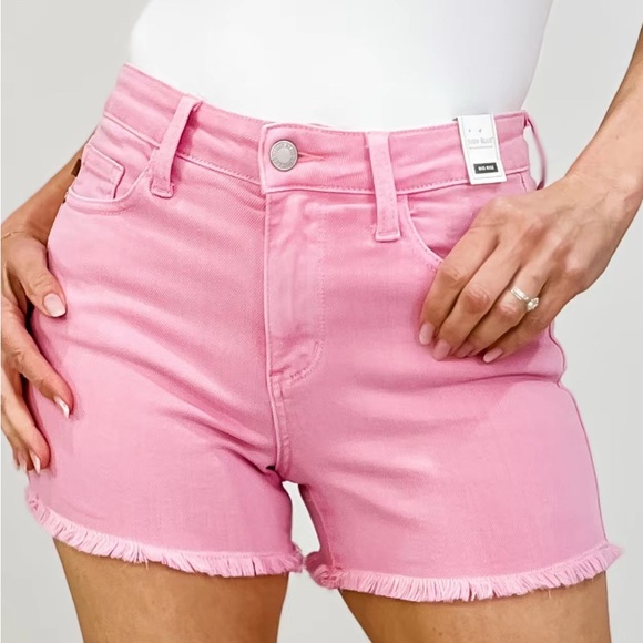 Judy Blue Pink Back Pkt Embroidery Shorts